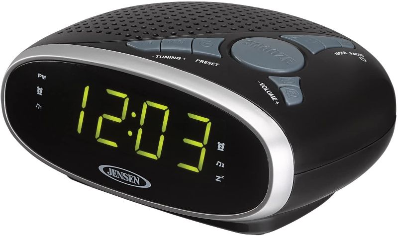 Photo 1 of Jensen JENSEN JCR-175 AM/FM Alarm Clock Radio with 0.9-Inch Green LED Display, Black
