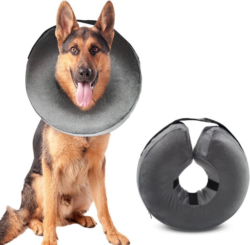 Photo 1 of RENZCHU Dog Cone Collar Soft, Protective Inflatable Recovery Cone Collar for After Surgery, Adjustable Pet Recovery E-Collar Cone for Small/Medium/Large Dog Prevent Pets from Touching Stitches -XL1110
