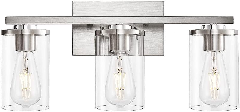 Photo 1 of Bathroom Vanity Light, 3-Light Brushed Nickel Metal Wall Lighting Fixtures for Bathroom Lighting (Brushed Nickel, 3-Light)
