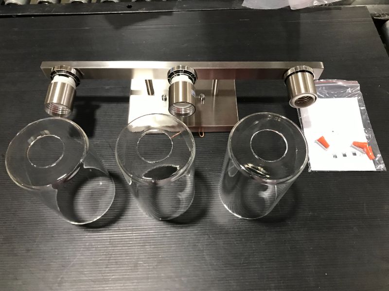Photo 1 of Bathroom Vanity Light, 3-Light Brushed Nickel Metal Wall Lighting Fixtures for Bathroom Lighting (Brushed Nickel, 3-Light)
