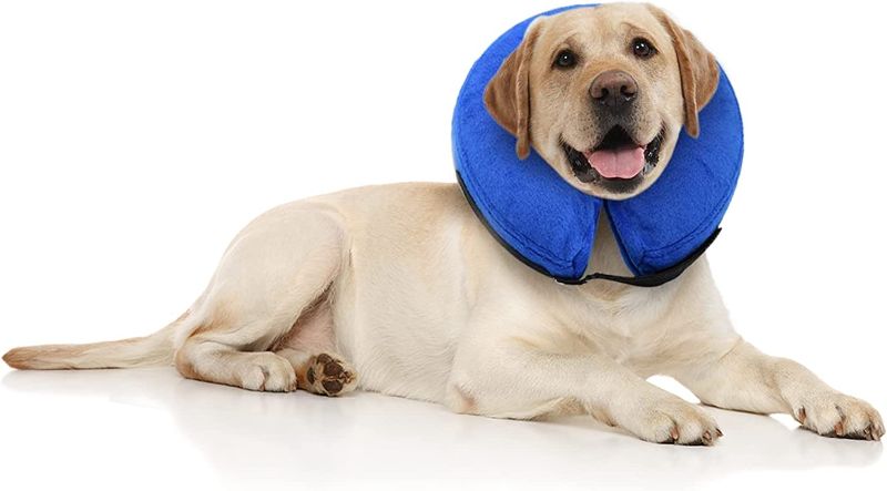 Photo 1 of E-KOMG Dog Cone After Surgery, Protective Inflatable Collar, Blow Up Dog Collar, Pet Recovery Collar for Dogs and Cats Soft SZ L