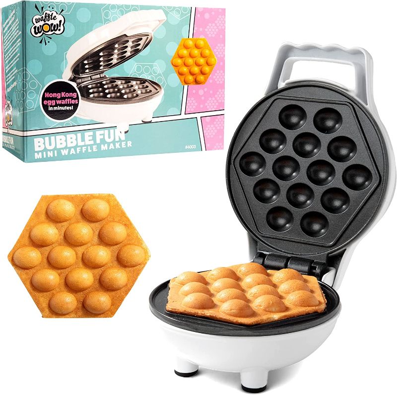 Photo 1 of Bubble Mini Waffle Maker - Make Breakfast Special w/ Tiny Hong Kong Egg Style Design, 4" Individual Waffler Iron, Electric Non Stick Breakfast Appliance for Ice Cream Treat or Desserts, Fun Gift

