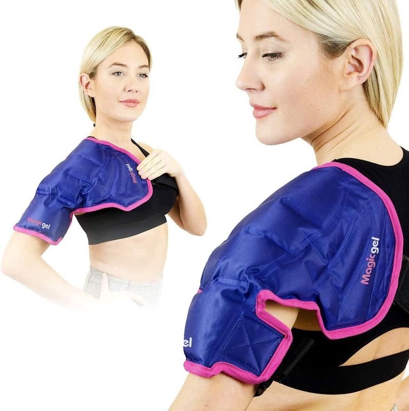 Photo 1 of Magic Gel Shoulder Ice Pack - Reusable, Flexible and Long Lasting. Ice Pack for Rotator Cuff Injuries, Bursitis and Swelling. Hot or Cold Therapy Compression Wrap for Left or Right Shoulder - Large
