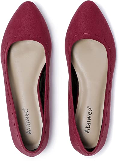 Photo 1 of Ataiwee Women's Wide Width Flat Shoes, Comfort Casual Pointed Suede Cozy Anti Slip Sole Ballet Flats.
size 9.5