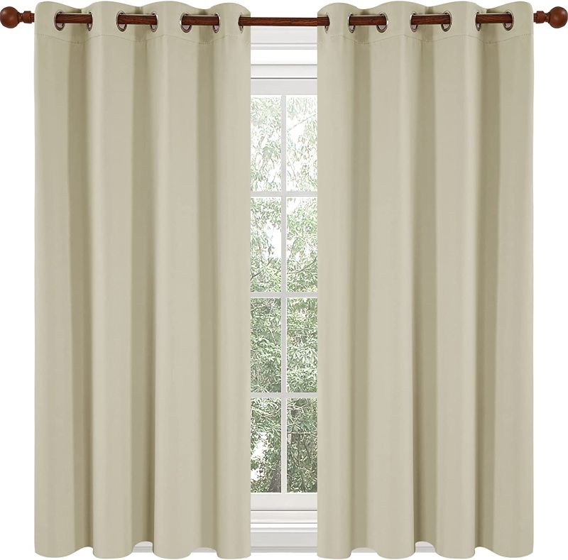 Photo 1 of  Blackout Curtains 72 Inch Length, Room Darekning Drapes, Thermal Window Treatments, Grommet Top (Beige, 52x72 Inch, 2 Panels)
