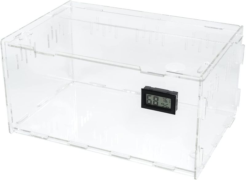 Photo 1 of BETAZOOER Reptile Terrarium Aquarium Breeding Tank Acrylic Reptile Feeding Box with Temperature Hygrometer
