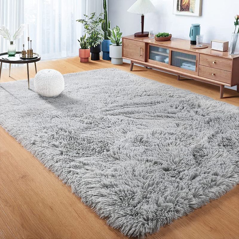 Photo 1 of  Light Grey Fluffy Area Rug for Bedroom,4x6
