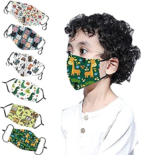 Photo 1 of 6 Packs Kids Face Masks Reusable Face Bandanas Kawaii Washable Non-Woven Cartoon Pictures Anti Dust Mask for Kids Children boys Girls for Camping Travel Halloween Christmas Gifts
