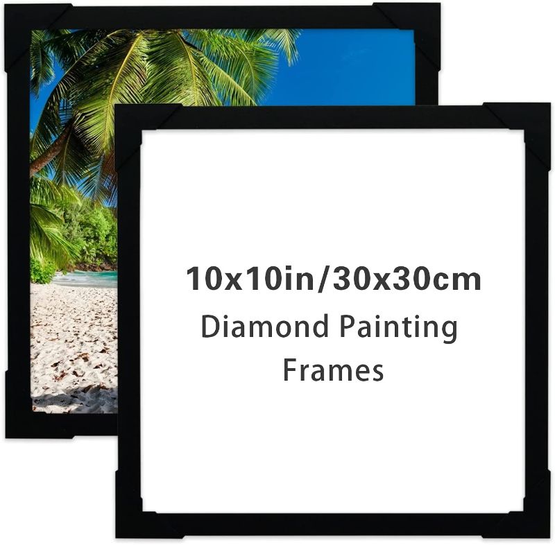 Photo 1 of 2Pack DIY Diamond Painting Frames, 10x10in Picture Frame for 12x12in/30x30cm Diamond Art Canvas, Wooden 5D Diamond Picture Frames Home Wall Decor Without Glass by WDLAND(Black)
