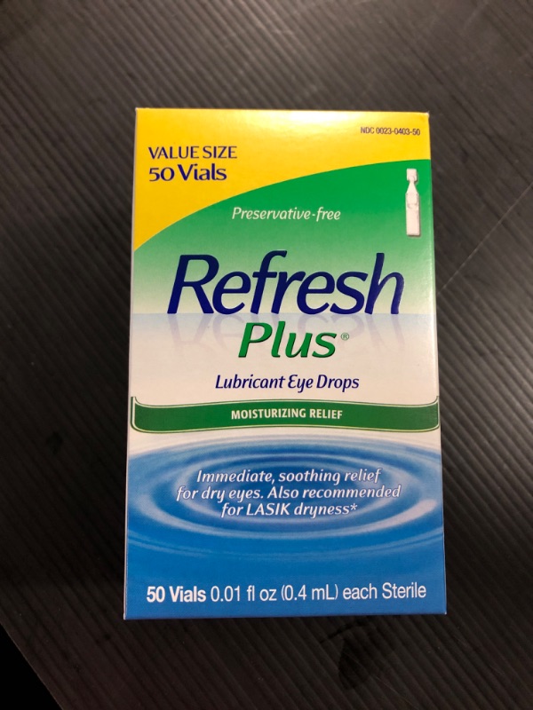 Photo 2 of Allergan Refresh Plus Eye Drops, Lubricant, Sensitive, 50 ct.
