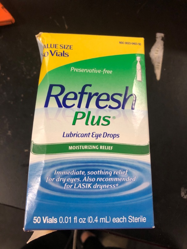 Photo 2 of Allergan Refresh Plus Eye Drops, Lubricant, Sensitive, 50 ct.
