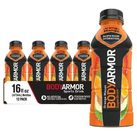 Photo 1 of BODYARMOR Sports Drink, Orange Mango, 16 fl oz, 12 count Expiration is unknown