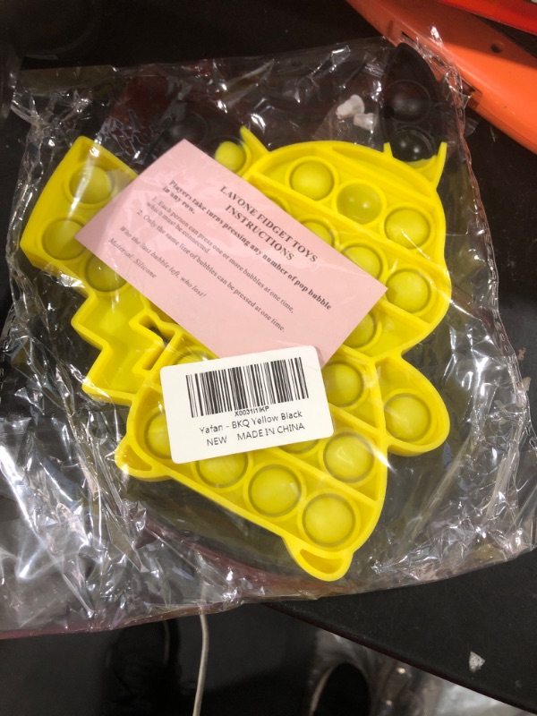 Photo 1 of LAVONE Fidget Toys, Stress Relief Pop Fidget Toy, Push Bubble Fidgets Sensory Toy for Kids Adults - Black Yellow
