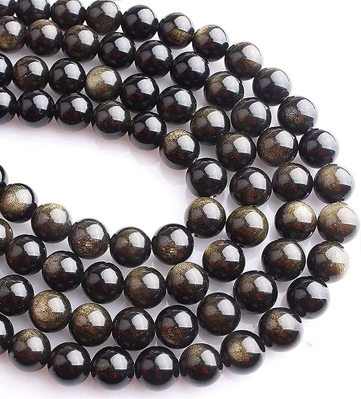 Photo 1 of 94PCS Gemstone Beads, YIPLED 8mm Round Natural Gemstone Beads A Grade Gemstone Loose Beads for Bracelet Necklace Earrings Jewelry Making.(Gold Obsidian)
