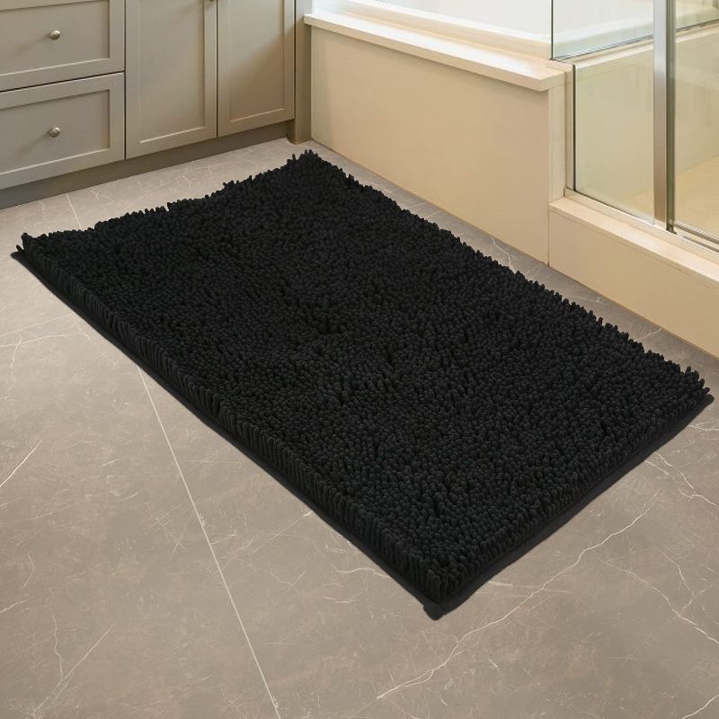 Photo 1 of Bathroom Rugs, Luxury Chenille Bath Mat, Extra Soft and Absorbent Bath Rugs, Bath Mats for Bathroom Non Slip, Machine Washable, Thick Plush Carpet for Indoor and Bathroom Floor, 32"x20" Black