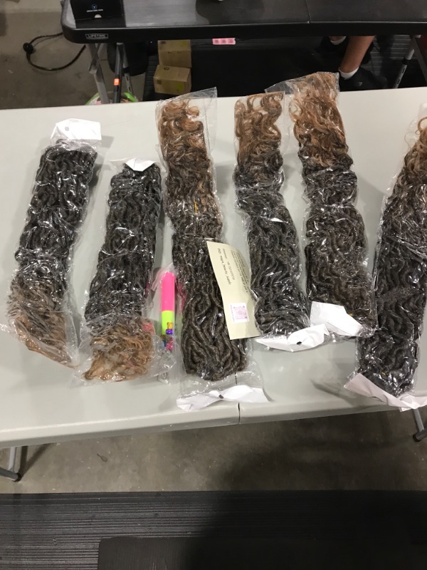Photo 1 of 6 Packs Curly Faux Locs Crochet Hair 18 Inch Goddess Locs Crochet Hair Hippie Locs Crochet Braids Hair for Black Women Synthetic Braids Hair Extensions (18Inch, 6Packs, T27)