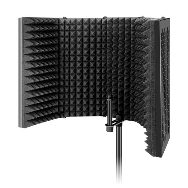 Photo 1 of Aokeo Studio Recording Microphone Isolation Shield, Pop Filter. High density absorbent foam is used to filter vocal. Suitable for blue yeti and any condenser microphone recording equipment (AO-505)