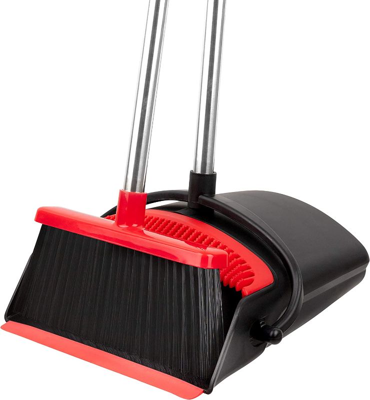 Photo 1 of Broom and Dustpan Set - Strongest NO MORE TEARS 80% Heavier Duty - Upright Standing Dust Pan with Extendable Broomstick for Easy Sweeping - Easy Assembly Great Use for Home Kitchen Room Office Lobby