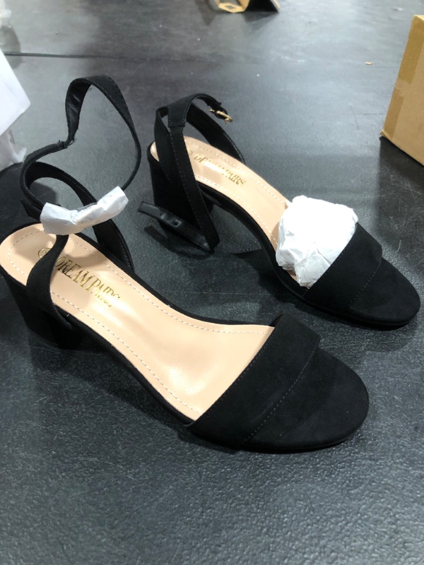 Photo 2 of Dream Pairs Women's Open Toe Ankle Strap Low Block Chunky Heels Sandals Party Dress Pumps Shoes CARNIVAL BLACK/SUEDE Size 
