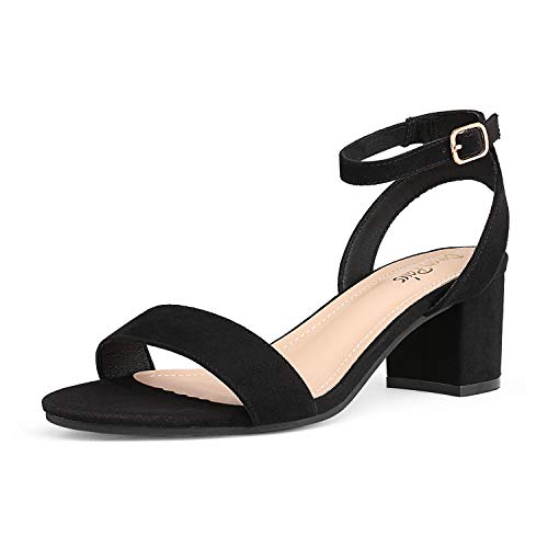 Photo 1 of Dream Pairs Women's Open Toe Ankle Strap Low Block Chunky Heels Sandals Party Dress Pumps Shoes CARNIVAL BLACK/SUEDE Size 
