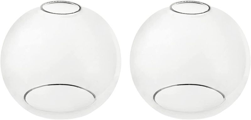 Photo 1 of 2 Pack Clear Glass Globe Lamp Shades Replacement Lampshade for Light Fixture Ceiling Fan, 1.65 inch Fitter, 5.9 in Diameter, 5.12" Height