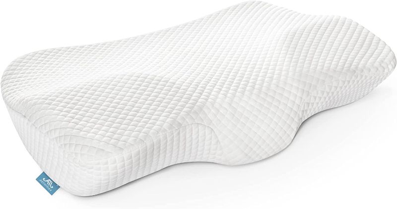 Photo 1 of AM AEROMAX Cervical Memory Foam Pillow, Contour Pillows for Neck and Shoulder Pain Relief, Ergonomic Head Support Sleeping Pillow for Side and Back Sleepers.(White)