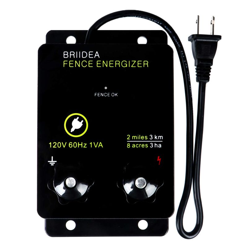 Photo 1 of Briidea 2-Mile Electric Fence Energizer for Preventing Wild Animals Intruding 8 Acres Output Voltage 5000 V 0.1Joule