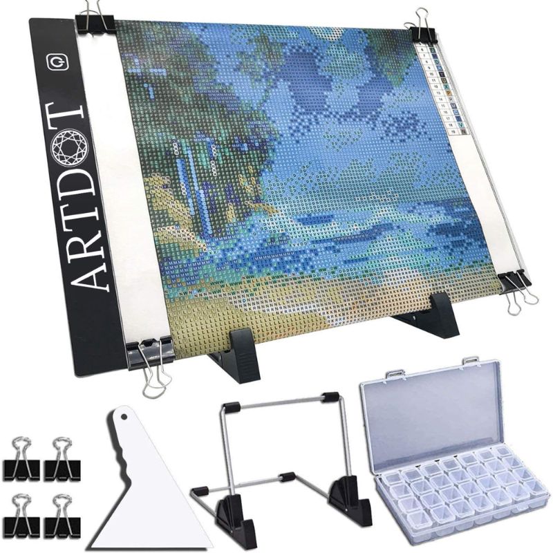 Photo 1 of ARTDOT A4 LED Light Pad for Diamond Painting, USB Powered Light Board Kit, Adjustable Brightness with Detachable Stand and Clips 01-A4 Light Pad