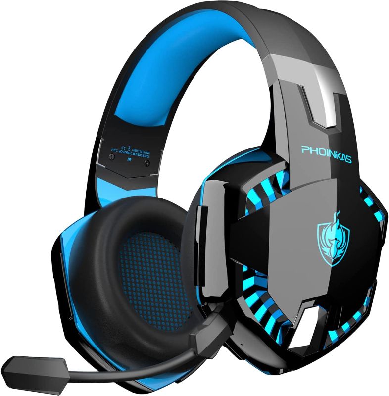 Photo 1 of PS4 Gaming Headset for PC, Xbox One, PS5, PHOINIKAS G2000 Wired Over Ear Headphones with Detachable Noise Cancelling Mic, Bluetooth Wireless Earphones for Phone, Tablet, One-Click 7.1 Sound, Up to 12h