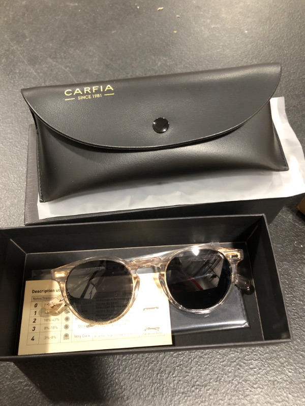 Photo 2 of Carfia Vintage Round Polarized Sunglasses for Women UV Protection Hand-Crafted Acetate Eyewear CA5288