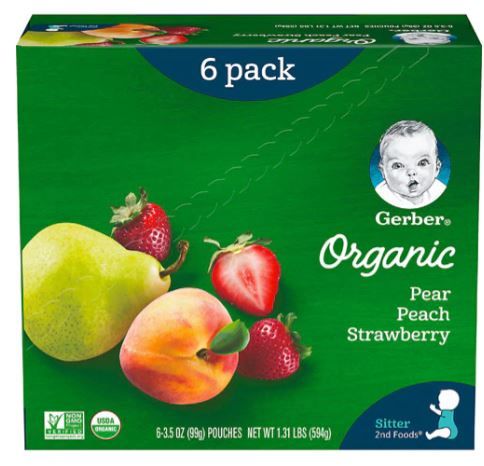 Photo 1 of Gerber 2nd Foods Organic Baby Food Pears Peaches & Strawberries 6 Pouches exp 08/31/2022
