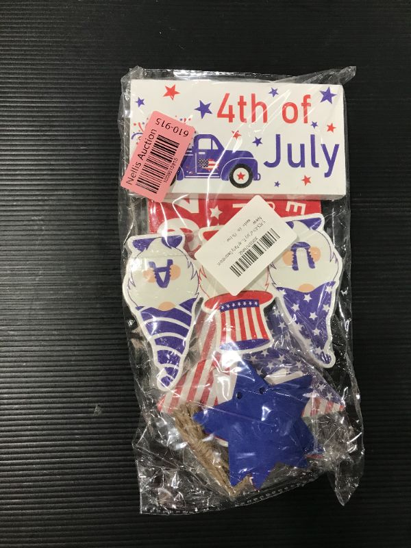 Photo 2 of 5 PCS 4th of July Tiered Tray Decor (Tray Not Included) - Stars and Stripes Wooden Table Sign, USA Gnomes Wood Sign, Fourth of July Patriotic Decorations for Independence Day Memorial Day Veterans Day