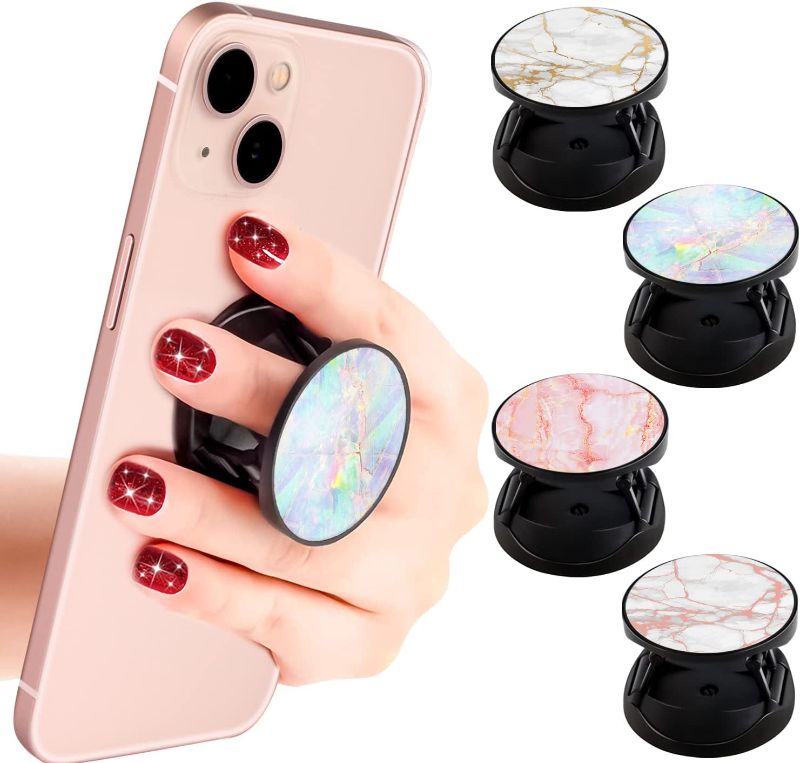 Photo 1 of 4 Pack Phone Holder,Grip Stand Finger Holder for Smartphone and Tablets,Marble
