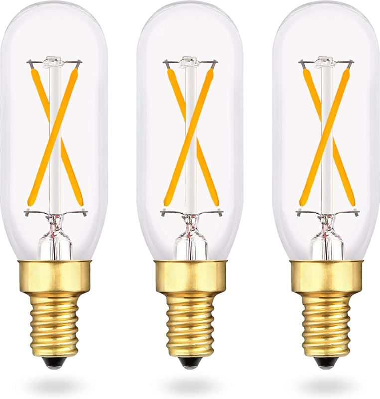 Photo 1 of Dimmable T6 LED Bulb 25W Candelabra Base 2700K Warm White Clear Glass 200lm 2W E12 T25 LED Edison Light Bulbs, 3Pack
