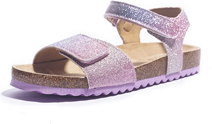 Photo 1 of KRABOR Boys Girls Sandals,Glitter Flat Slide with Adjustable Straps and Cork Footbed for Toddlers/Little Kid/Big Kid. size 2
