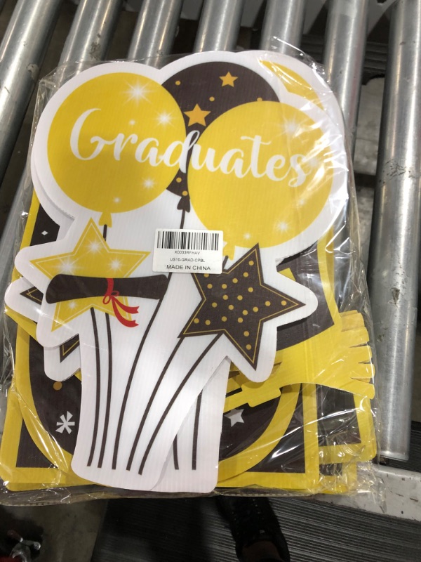 Photo 2 of 2022 Graduation Yard Sign Decorations-13 Pcs Congrats Grad Yard Signs Waterproof Garden Road Signs with Graduation Cap,Balloon Sign and Stakes for Graduation Party Outdoor Lawn Decoration?Black?
