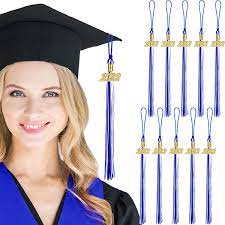 Photo 1 of 14 Pieces Graduation Tassel Academic Graduation Hat Tassel with 2022 Year Charm Decoration for Graduates Ceremonies Parties Accessories (Blue-White)
