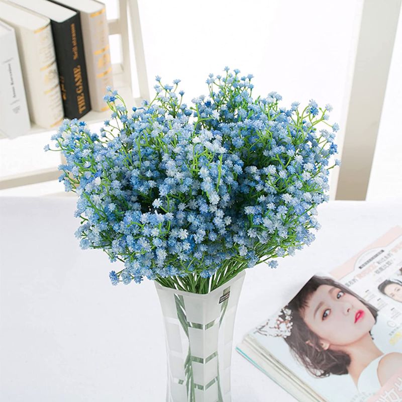 Photo 1 of Babys Breath Artificial Flowers, RIFNY Artificial Gypsophila Flower 17.3" Blue Fake Babys Breath Flowers Decoration Home Office Balcony Living Room Garden DIY Decorate
