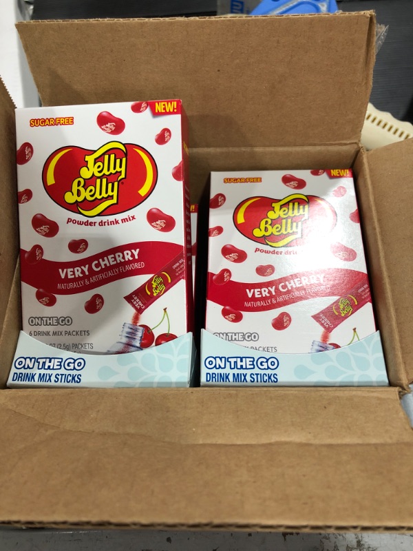 Photo 2 of  JELLY BELLY VERY CHERRY Singles to Go Drink Mix Zero Sugar New Flavors. 12 PACKS in package
