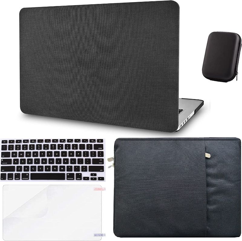Photo 1 of KECC Compatible with MacBook Pro 13 inch Case A2159 A1989 A1706 A1708 Touch Bar Plastic Hard Shell + Keyboard Cover + Sleeve + Screen Protector + Charging Bag (Black Fabric)

