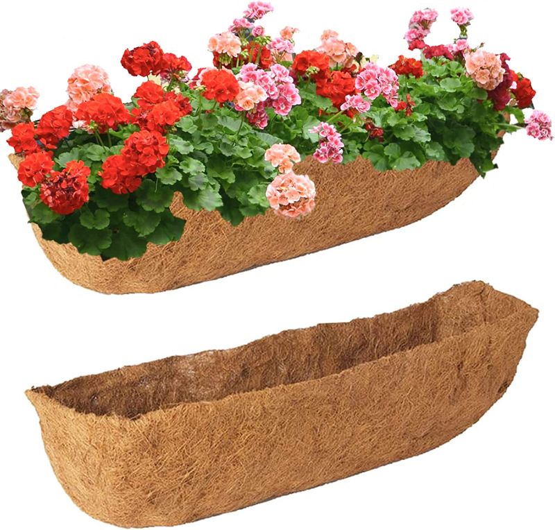 Photo 1 of 2Pcs 24" Trough Coco Fiber Replacement Liner, Natural 24 in Window Deck Coco Replacement Liner for Window Box
