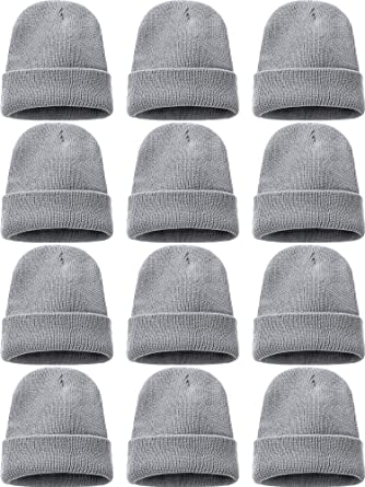 Photo 1 of Zhanmai 12 Pieces Knit Hat Beanie Hats Warm Cozy Knitted Cuffed Skull Cap for Adults Kids. One Size...Standard
