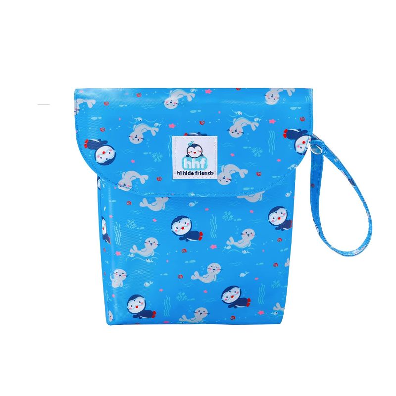 Photo 1 of Diaper Bag with Handle, Washable and Reusable Wet Bag with Water Resistant Lining Ideal for Baby Cloth Diaper Nappy Bag Wet Clothes with 2 Pockets
