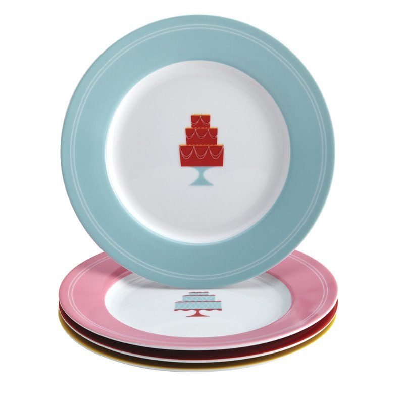 Photo 1 of Cake Boss Plates Print - Retro Cake Four-Piece Dessert Plate Set
