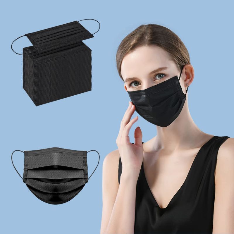 Photo 1 of WemBem Disposable Face Mask Black Pack of 100 Breathable Masks,for Men Women Adults Protection Face Masks 100Pcs
