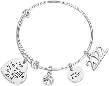 Photo 1 of Graduation Gifts for Her 2022-She Believed She Could So She Did Inspirational Bracelet College High School Graduate Gifts for Best Friend Daughter
