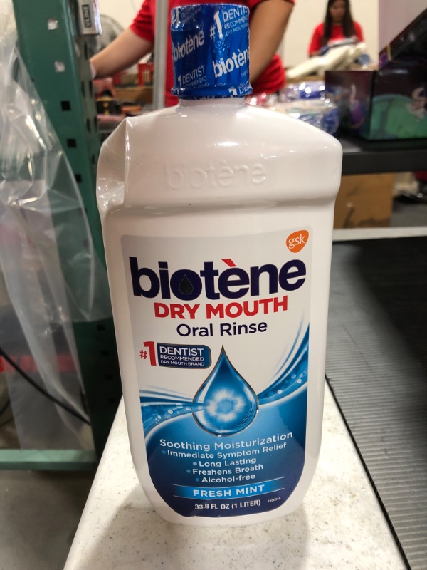 Photo 2 of Biotene Oral Rinse Mouthwash for Dry Mouth, Breath Freshener and Dry Mouth Treatment, Fresh Mint - 33.8 fl oz **BEST BY:02/04/2025**
