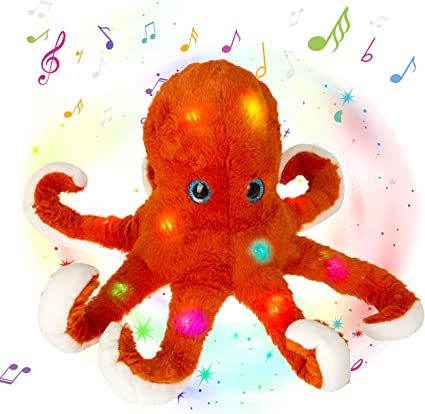 Photo 1 of Glow Guards Musical Light up Octopus Stuffed Ocean Life LED Soft Plush Toy with Night Lights Lullaby Glow in The Dark Christmas Birthday Gifts for Toddler Kids
