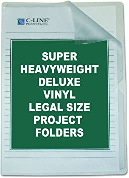 Photo 1 of C-Line Deluxe Super Heavyweight Non-Glare Vinyl Project Folders, Legal Size, Clear, 50 per Box (62139) 