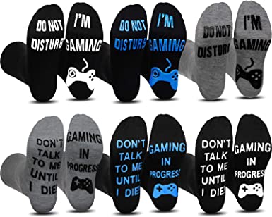 Photo 1 of GREY 6 Pairs Do Not Disturb Gaming in Progress Sock Unisex Novelty Socks for Men Women Game Lovers